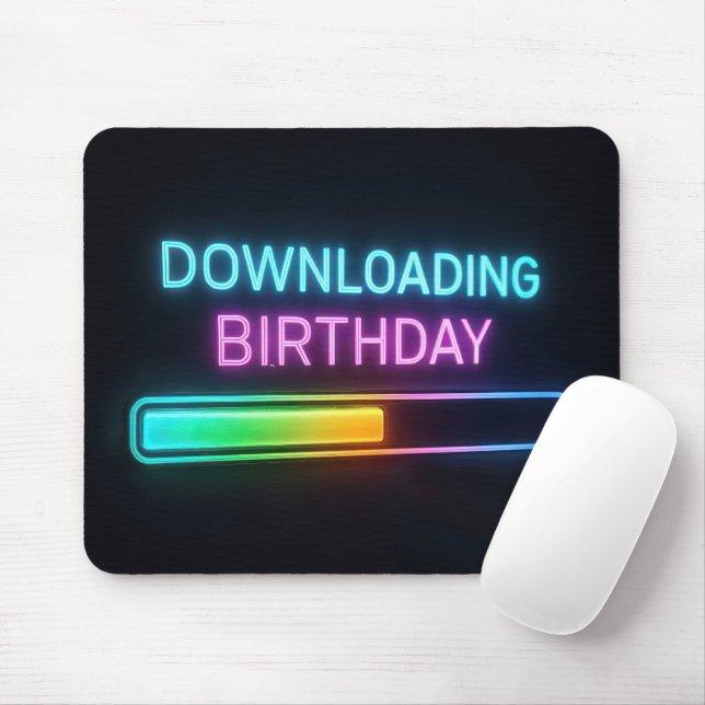 Neon Birthday Computer Loading Bar Mouse Mat (With Mouse)