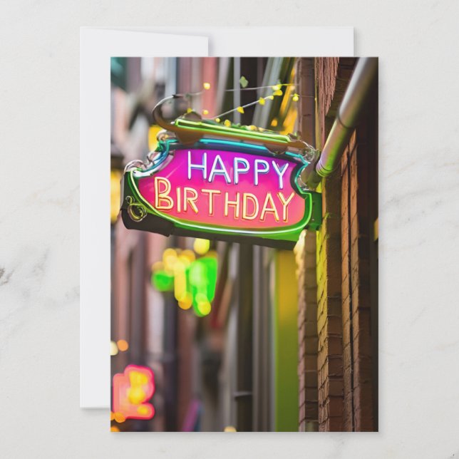 Neon Birthday Sign Birthday Party Invitation (Front)