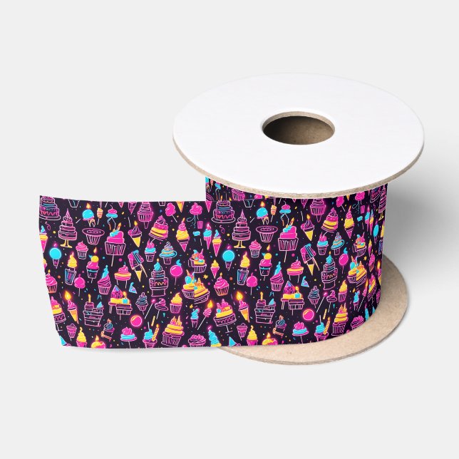 Neon Birthday Sweets Satin Ribbon (Spool)