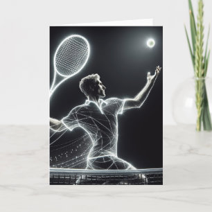 Neon Birthday Tennis Player Card