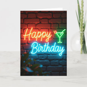Neon Birthday Wall Card