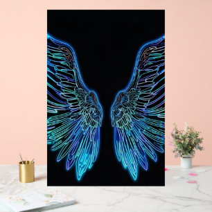 Neon Black and Blue Angle Wings Acrylic Sign