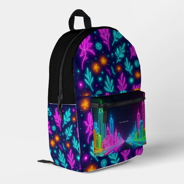 Neon Black Back To School Backpack (Back Corner Left)