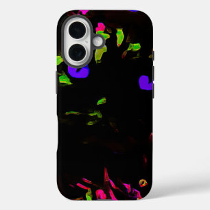 Neon Black Cat with Glowing Eyes iPhone 16 Case