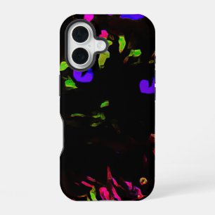 Neon Black Cat with Glowing Eyes iPhone 16 Case