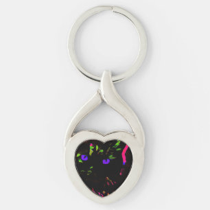 Neon Black Cat with Glowing Eyes Key Ring