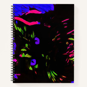 Neon Black Cat with Glowing Eyes Notebook