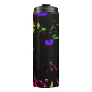 Neon Black Cat with Glowing Eyes Thermal Tumbler