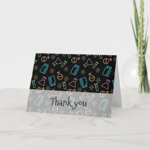 Neon Black Laboratory Science Christmas Thank you Card