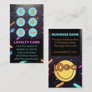 Neon Black Punch Card Vape Head Shops Smoke Lounge