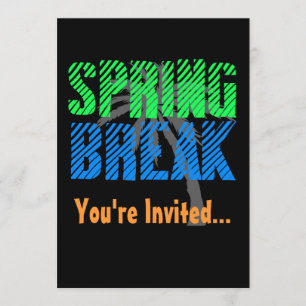 Neon/Black Spring Break Party Invitation