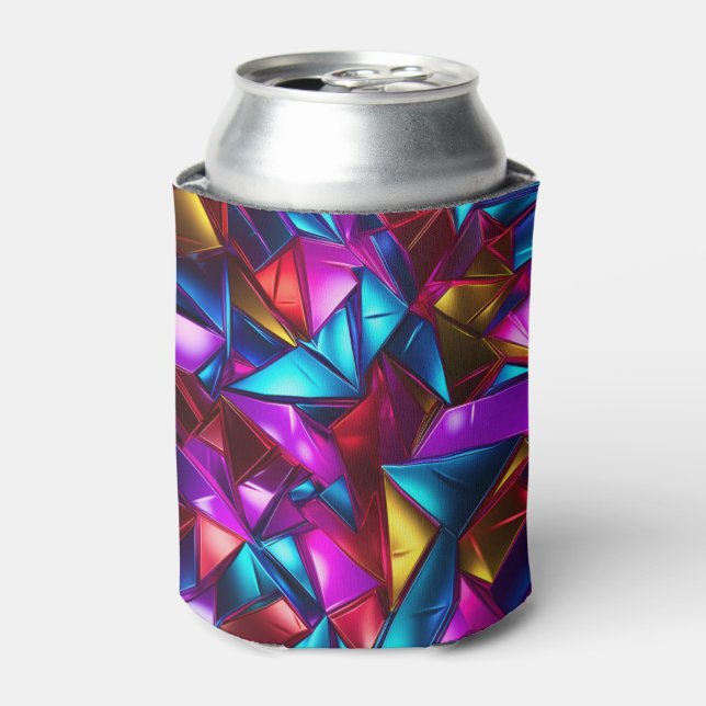 Neon Blacklight Abstract Stained Glass Can Cooler (Can Front)