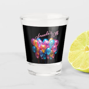 Neon Blacklight Balloons Adult Cocktail Birthday Shot Glass