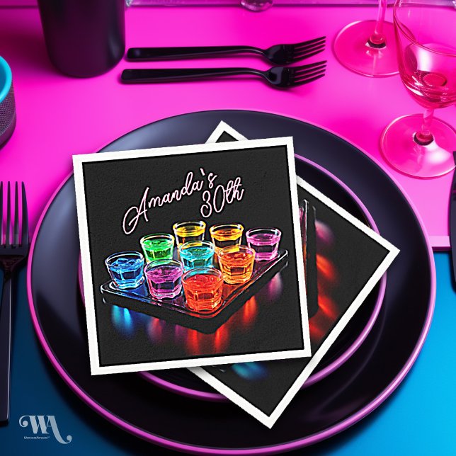 Neon Blacklight Jelly Shots Cocktail Birthday  Napkin (Creator Uploaded)