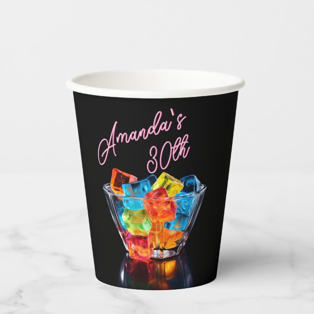 Neon Blacklight Jelly Shots Cocktail Birthday  Paper Cups (Front)