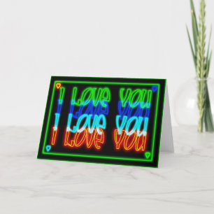 Neon blank I love You valentine's day card or love