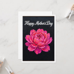 Neon Bloom — Bold Peony Oil Painting Mother's Day Card