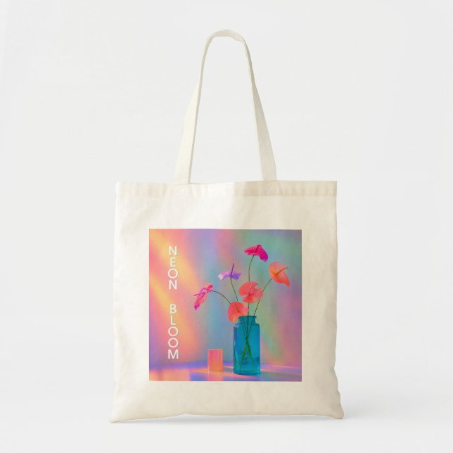 Neon Bloom Cap Tote Bag (Front)