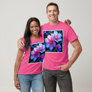 Neon Bloom Flower Magic Glow Design T-Shirt
