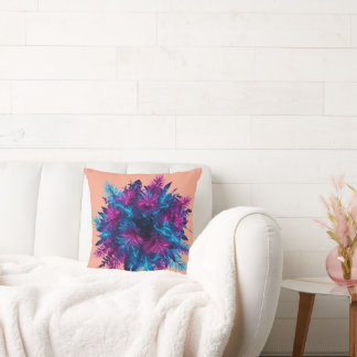 Neon Bloom: Futuristic Bioluminescent Floral Art Cushion