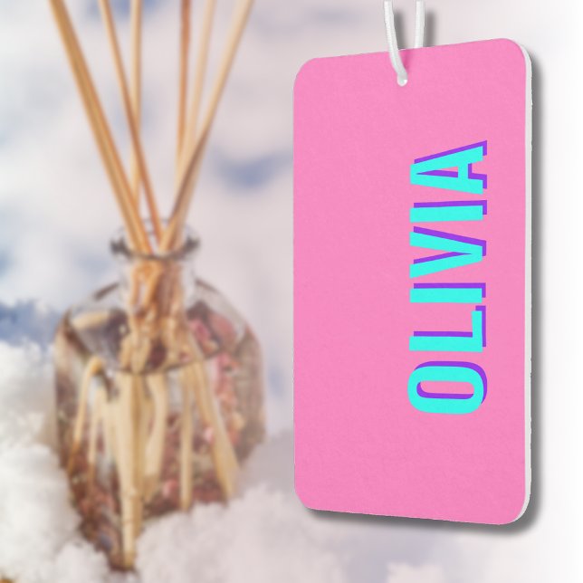 Neon Blue 3D Modern Name | Trendy Cool Pink Car Air Freshener (Creator Uploaded)