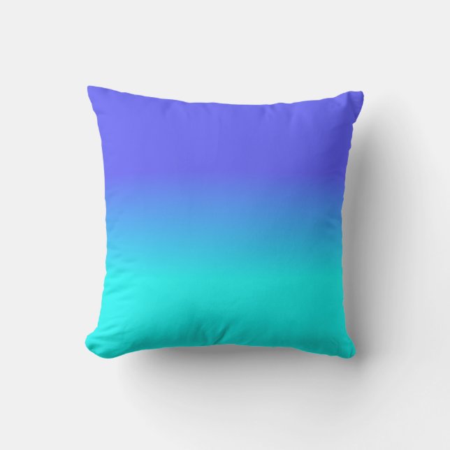 Neon Blue and Bright Neon Aqua Ombré Shade Colour  Cushion (Front)
