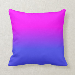 Neon Blue and Hot Pink Ombré Shade Colour Fade Cushion