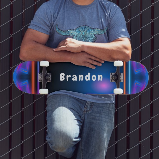 Neon Blue and Pink Lazer Lights Custom Skateboard (Outdoor 3)