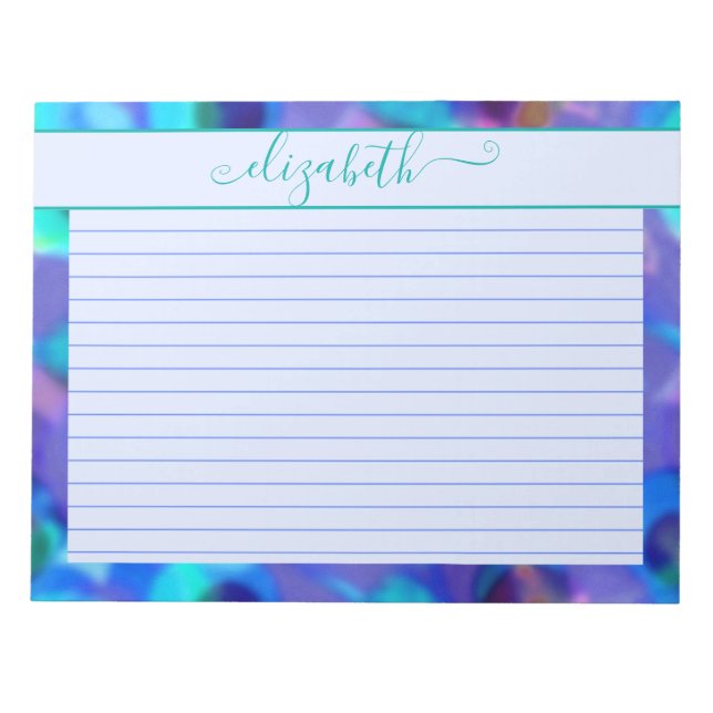 Neon Blue & Aqua Abstract Watercolor Notepad (Front)