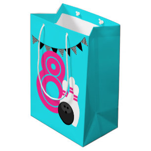 Neon Blue Bowling Birthday Gift Bag