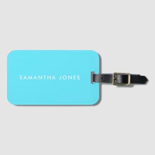 Neon Blue Bright Minimalist Modern Luggage Tag