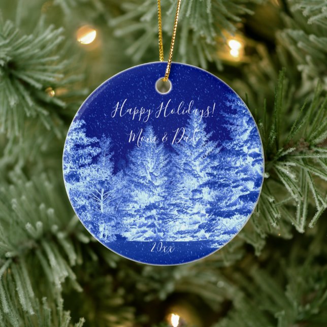 Neon Blue Christmas Tree Ceramic Tree Decoration (Tree)