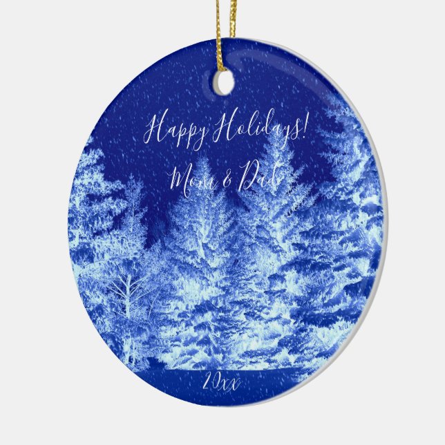 Neon Blue Christmas Tree Ceramic Tree Decoration (Left)