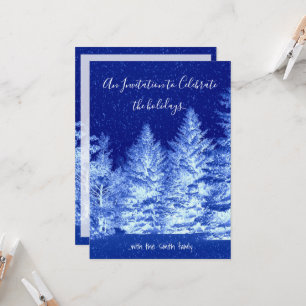 Neon Blue Christmas Tree Invitation