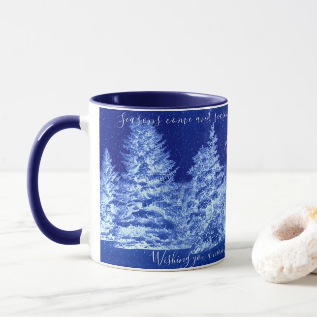 Neon Blue Christmas Tree Mug (With Donut)