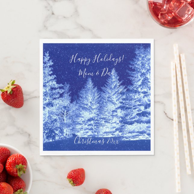 Neon Blue Christmas Tree Napkin (Insitu)