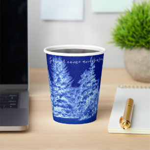 Neon Blue Christmas Tree Paper Cups