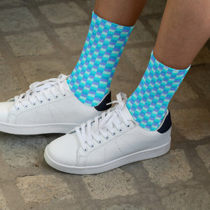Neon Blue Color Pattern Socks
