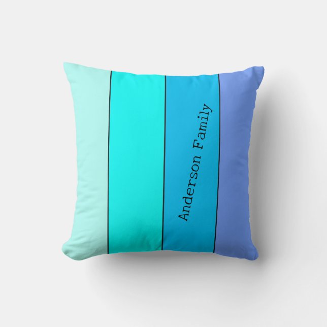 Neon Blue Colour Lines with Name Cushion (Front)