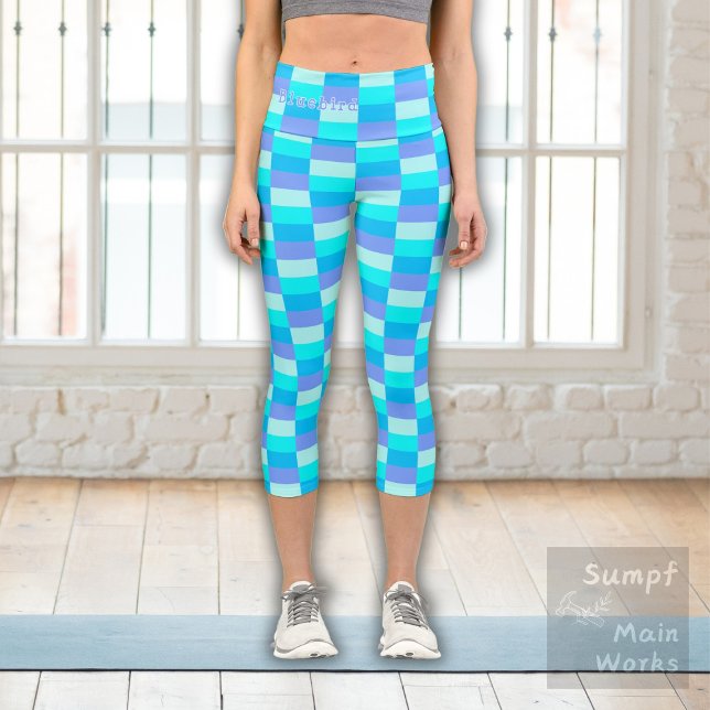 Neon Blue Colour Pattern Capri Leggings (Creator Uploaded)