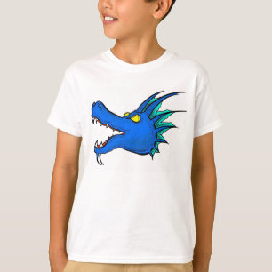 Neon blue dragon art head boys tee
