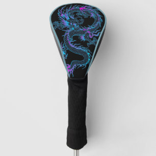 Neon Blue Dragon Golf Head Cover