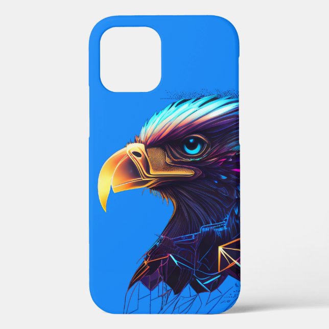 Neon Blue Futuristic Radiant Eagle Case-Mate iPhon Case-Mate iPhone Case (Back)