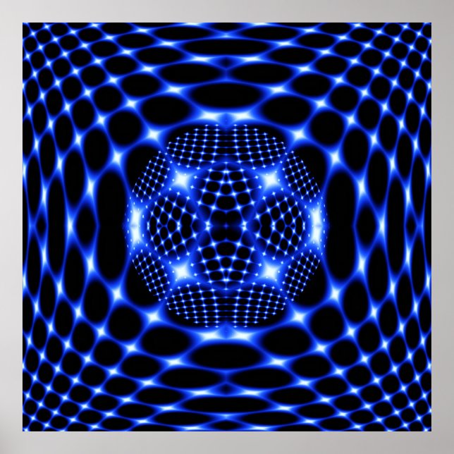 Neon blue glob fractal poster (Front)