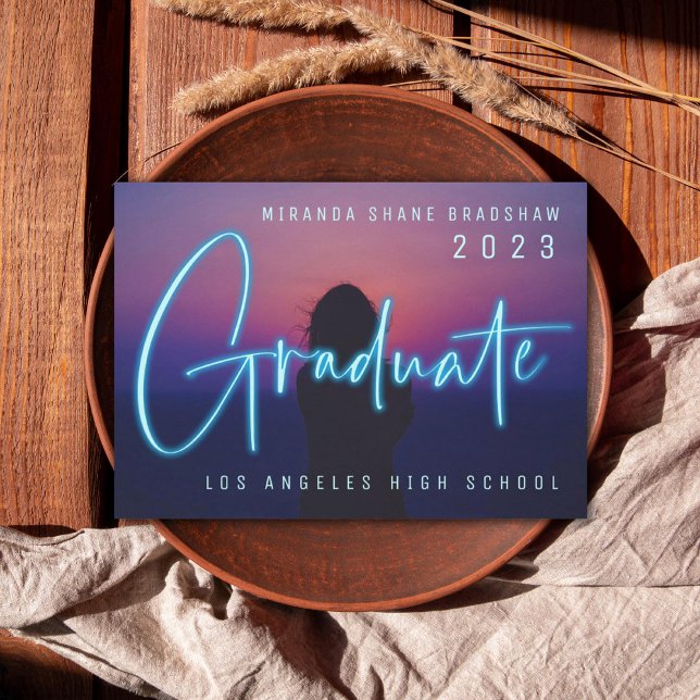 Neon Blue Graduate Photo Announcement (Creator Uploaded)