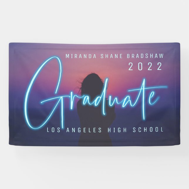 Neon Blue Graduate Photo Banner (Horizontal)