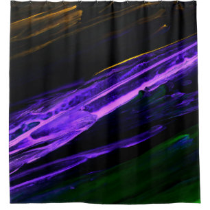 Neon blue, green and purple creative abstract hand shower curtain