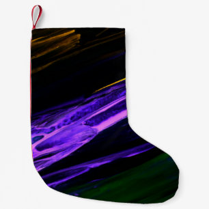 Neon blue, green and purple creative abstract hand small christmas stocking