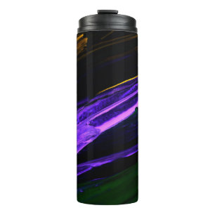 Neon blue, green and purple creative abstract hand thermal tumbler