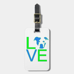 Neon Blue & Green Pit Bull Love Luggage Tag